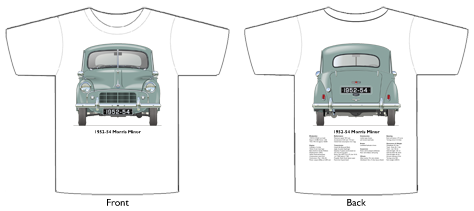 Morris Minor Series II 2dr saloon 1952-54 T-shirt Front & Back
